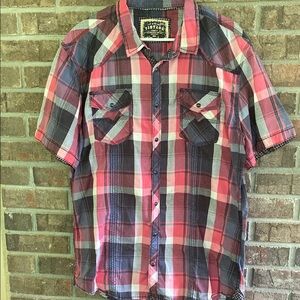 BKE Red and Black Casual Button Down Shirt